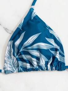 Swim Lushoire Swimsuits For Woman Summer Beach 3packs Random Tropical Print Halter Drawstring Side Bikini - Teal Blue - View 6