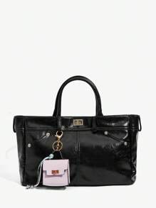 SHEIN SXY Móc khóa mini Mặt dây chuyền Ví đựng tiền xu di động Túi đựng tai nghe Phụ kiện - Hồng - Xem 4