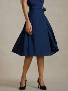 Briarwyn Falda plisada de cintura alta de unicolor tejida, para el 4 de julio en el aeropuerto