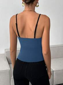 SHEIN Essnce Women's Elegant & Sexy Contrast Color Lace Patchwork Camisole For Summer