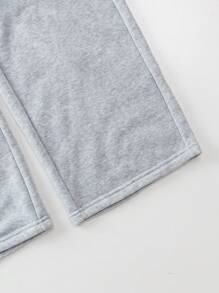 2pcs Youth Spring/Summer Casual Versatile Sports & Loungewear Straight Fit Sweatpants In Grey & Black