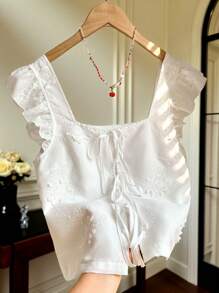 INAWLY Ladies Solid Color Camisole Top, Fashionable For Summer - White - View 3