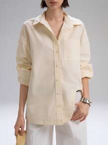 LYSMO Camisa azul holgada con diseño para mujer - Primavera/Verano - Nuevo Artículo 2025