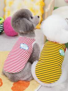 PETSIN 可爱简约休闲居家夏季轻薄透气宠物背心，柔软面料，带有英文文字和语音泡泡图案，适合猫狗，欧美流行