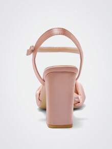 Maija 夏季新款时尚别致粗跟百搭黑色高跟凉鞋 - 玫瑰金 - 查看 4