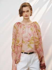 Lumivelle Women's Printed Round Neck Long Sleeve Blouse (Random Print) Fall Cloth For Women - Multicolor - View 7