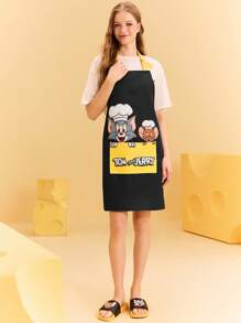 TOM & JERRY X SHEIN Cute Cat And Mouse Pattern Apron, Waterproof And Oil-Proof, Suitable For Both Men And Women, For Making Cakes And Cooking