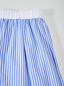 2 pièces Ensemble de gilet sans manches rayé & pantalon large rayé pour adolescente, tenue décontractée légère pour le bureau et le port quotidien, été