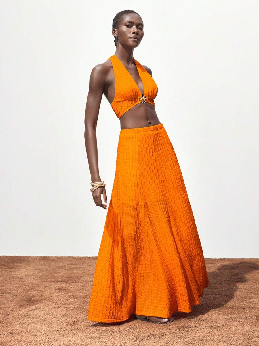 Maija Trang phục hai mảnh dành cho phụ nữ mặc hàng ngày - trái cam - Xem 1