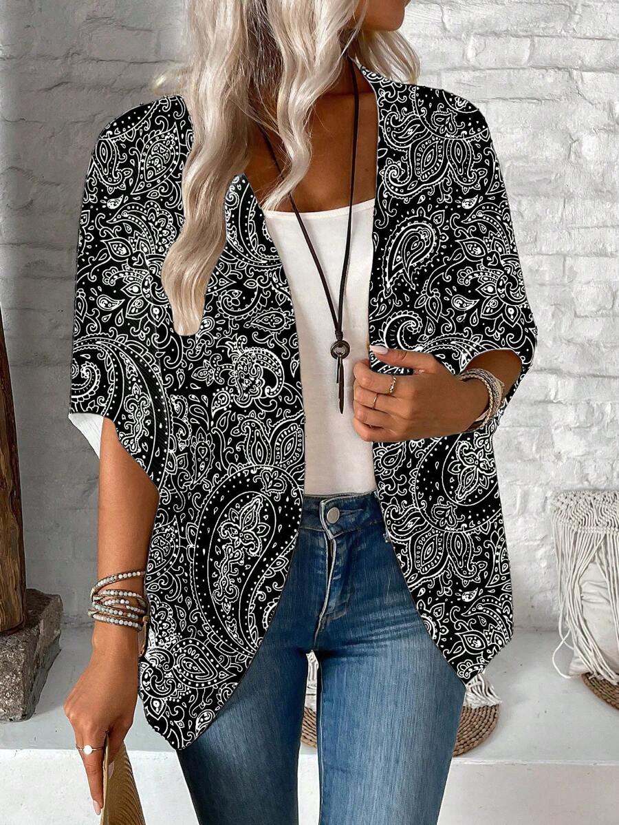 EMERY ROSE Women's Casual Minimalist Pattern Regular Lightweight Jacket, Suitable For Spring & Summer - Multicolor - View 1