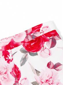 Ellevyn 2 Stücke Damen Set aus Pullover mit Blume Muster, Rundhalskragen und Puffärmeln sowie weiten Hosen, romantisch und elegant für den täglichen Gebrauch - Rot - Übersicht 11