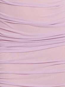 Nöista Women's Solid Color Pleated Square Collar Sleeveless Fitted Midi Dress, Elegant - Camel - View 5