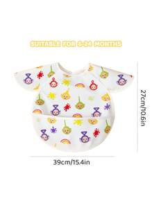 Teletubbies X SHEIN 0-2岁婴幼儿宝宝防水防油防污围兜TPU材质，可爱卡通图案，男女童适用，适合吃辅食，柔软轻便，可折叠便携 - 彩色 - 查看 4
