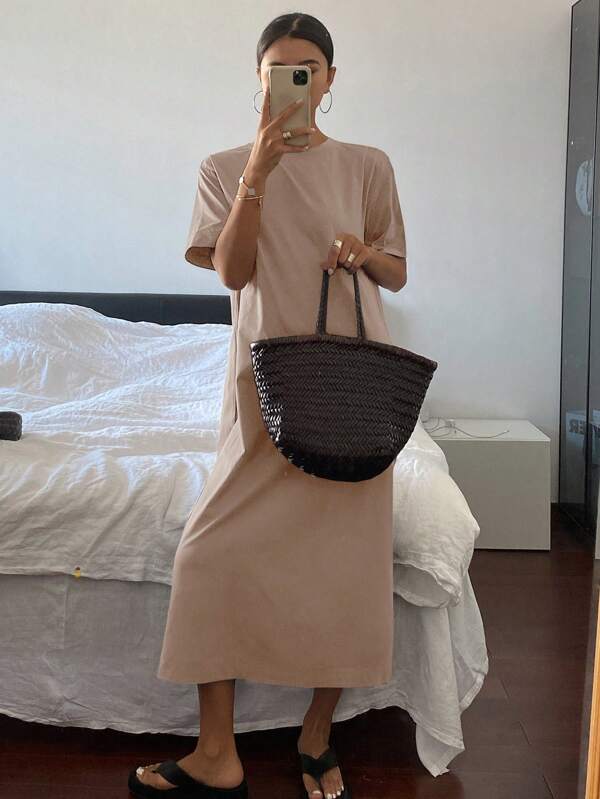 DAZY Women's Loose Solid Color Minimalist Summer Dress
