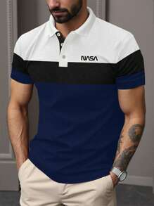 Manfinity Homme Plus Size Men Color Block Polo Shirt, Casual For Summer