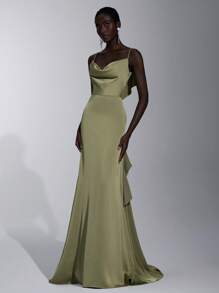 Elitara 优雅奢华的绿色荷叶边下摆伴娘礼服 - 綠色 - 查看 3
