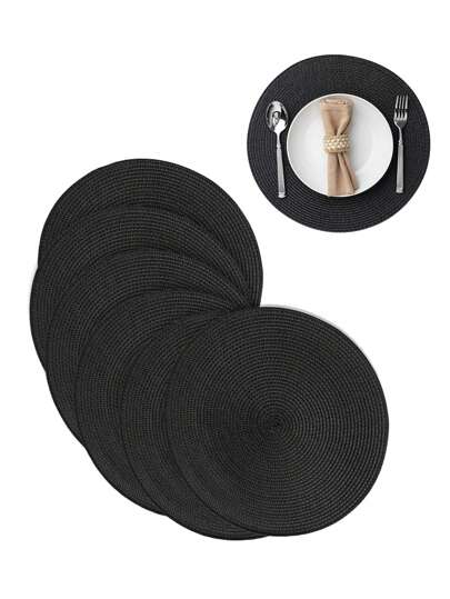 2/4/6/10 piezas Juego de manteles individuales redondos trenzados - Manteles individuales de 15 pulgadas resistentes al calor tejidos a mano para decoración de mesa de comedor y cocina, posavasos antideslizantes lavables, manteles individuales de estilo europeo tejidos a mano para cenas, uso doméstico y restaurantes (Opciones de multicolor)