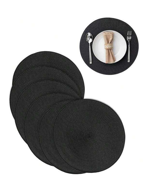 2/4/6/10 piezas Juego de manteles individuales redondos trenzados - Manteles individuales de 15 pulgadas resistentes al calor tejidos a mano para decoración de mesa de comedor y cocina, posavasos antideslizantes lavables, manteles individuales de estilo europeo tejidos a mano para cenas, uso doméstico y restaurantes (Opciones de multicolor)
