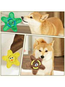 PETSIN 1 件可爱互动投掷玩具，带吱吱叫声，牛津布咀嚼玩具，耐用宠物牙齿清洁玩具，宠物用品，狗玩具，宠物追逐玩具 - 彩色 - 查看 6