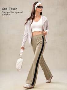 OutZeal Pantaloni da donna con gamba dritta, leggeri, stretch, ad asciugatura rapida, con blocchi di colore, tasche con chiusura lampo, adatti per all'aperto e uso quotidiano, morbidi come seta