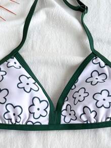 Tween Girls' Color Block Printed Bikini 2 Pieces Swimsuit Suitable For Beach, Resort - Multicolor - View 3