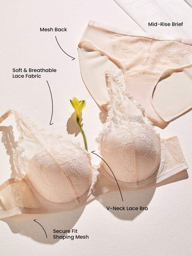 Unlined Lace Bra Lace Bra Panty Set