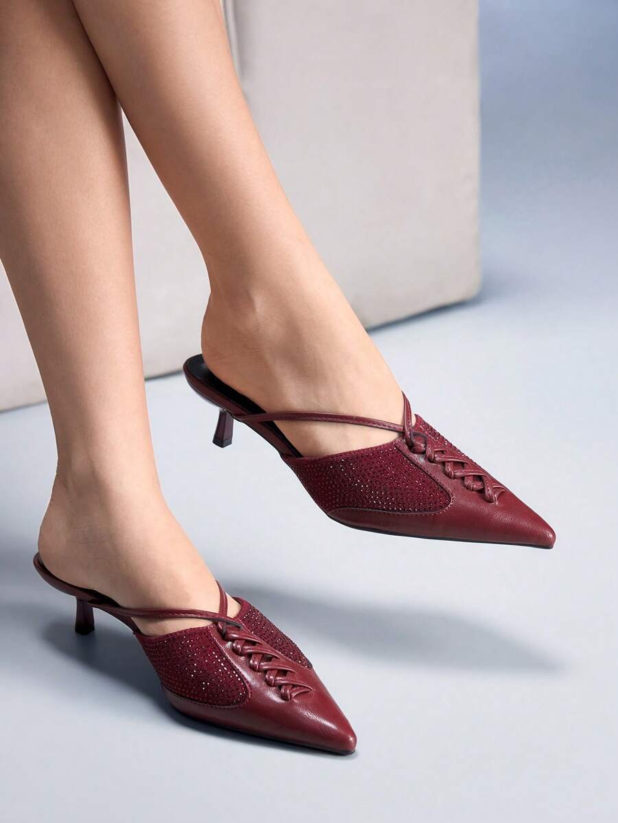 CUCCOO GRLICON Women's Y2K Punk Style High Heel Pumps, Suitable For Motorcycle, Cool Girl, Halloween, Christmas, Party Outfits - Burgundy - View 1