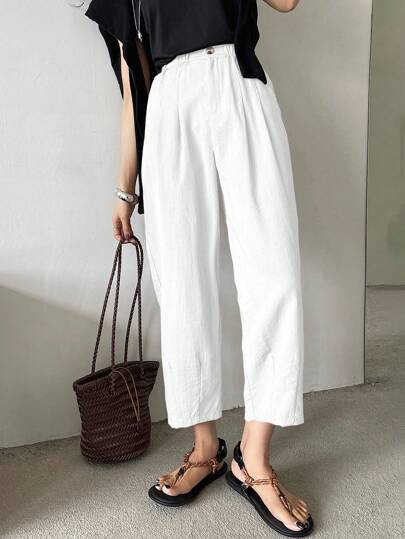 DAZY Women's Pleated Solid Color Business Casual 7/8 Length Pants Woman S Summer Clothes Women S Clothes Women Summer Sets Women Jeans Tall Women S Bottoms,Teacher Pants