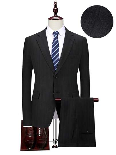 Manfinity Mode Men's Plus Size Solid Color Suit Jacket And Pants