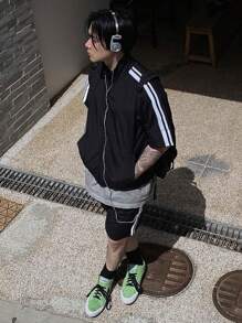 DAZY Men's Summer Striped Black Jacket Suit - Black - View 5