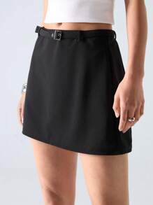 SHEIN EZwear Women's Solid Color Short A-Line Casual Skirt