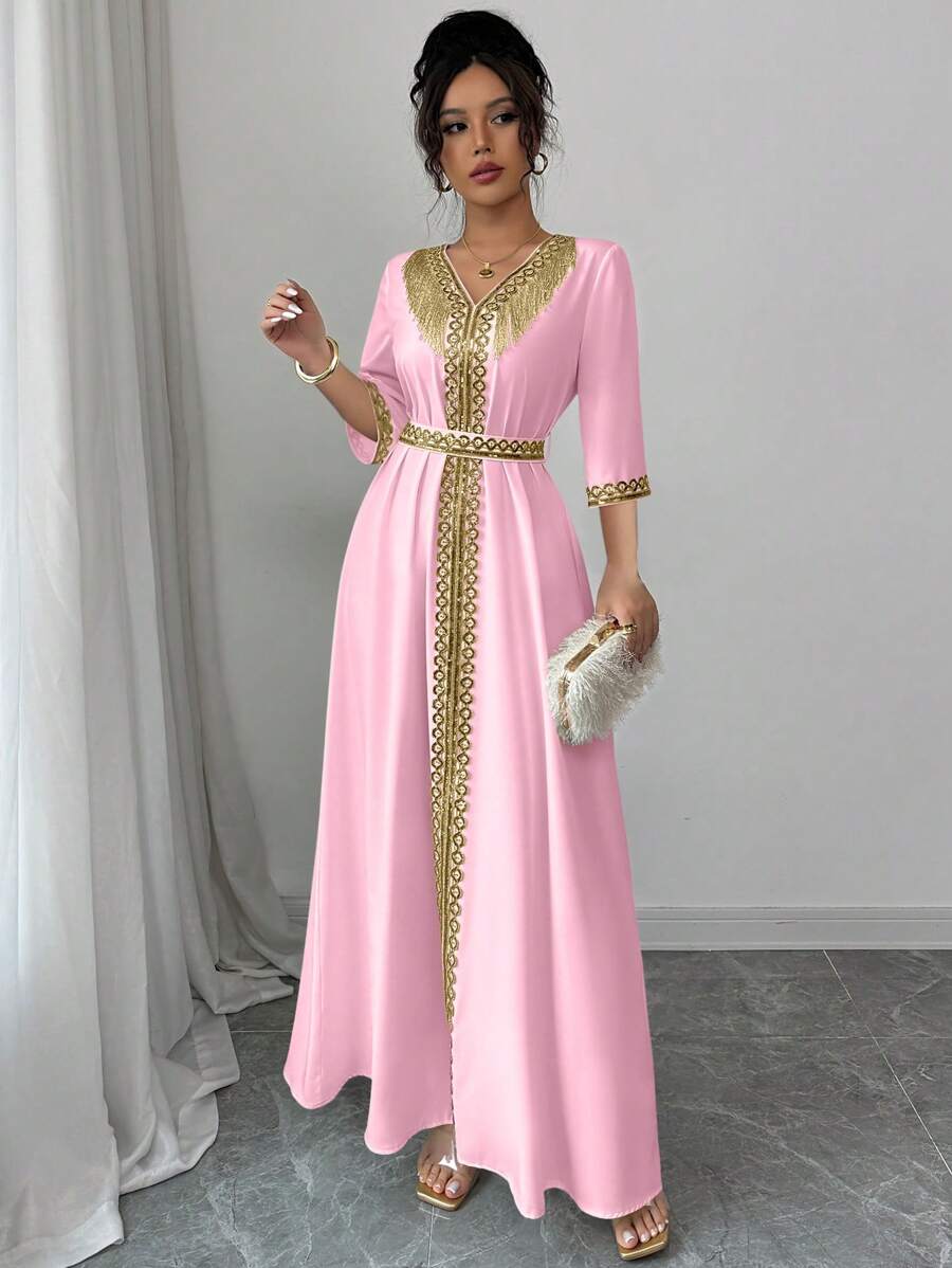 Elenzga Women Chic Elegant Tassel & Sequin Patchwork Dress