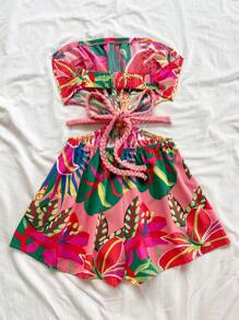 Soleia 热带印花镂空吊带连体衣，度假休闲 - 彩色 - 查看 2