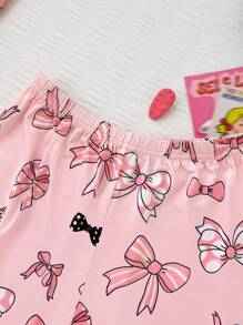 2 piezas Pijama con lazo decorativo para niñas grandes