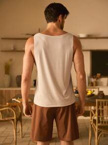Manfinity ModaGents Set de 2 piezas, chaleco de punto casual y shorts de tejido para hombres