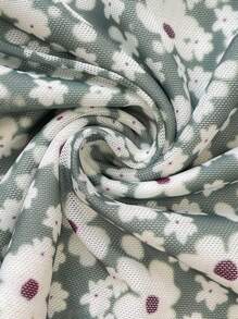 SHEIN Maternity Ditsy Floral Adjustable Waist Side Slit Hem Fitted Skirt, Vacation Style ,Maternity Floral Skirt