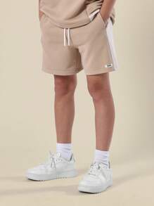 SUMWON Signature Youth Summer Activewear Coordinate With Stylish Side Panelling Active Sports Training Set Athletic Leisure Modern - Khaki - View 4