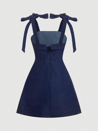 SHEIN MOD Đầm denim giản dị buộc vai không tay cho nữ