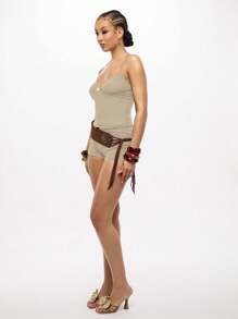 SUMWON WOMEN Ultra Soft Mesh Booty Shorts High Waisted Yoga Dance Ballet Loungewear Shorts Festival Summer Spring Fashion - Cream - View 4