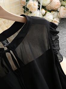 DreamSkyne Plus Size Exquisite & Elegant Women's Large Size Elegant Pearl Chiffon Small Stand Collar Cap Sleeve Long Ruffle Hem Dress Vacation Summer Women Outfit Spring Dress Elegant Formal Women Dresses Evening Dress Maxi Wedding Women Dress Romantic Dress Wedding Guest