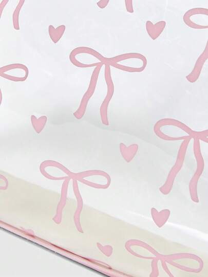 Kawaii 1 pièce Sac de rangement transparent pour cosmétiques avec imprimé papillon rose, grande capacité, sac de maquillage portable, convient pour les voyages, la plage, les stations balnéaires