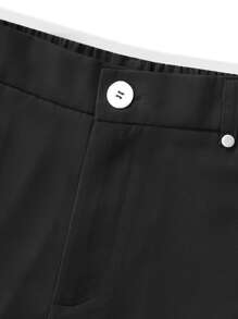 Manfinity Homme Men's Solid Color Casual Straight Leg Shorts - Black - View 3