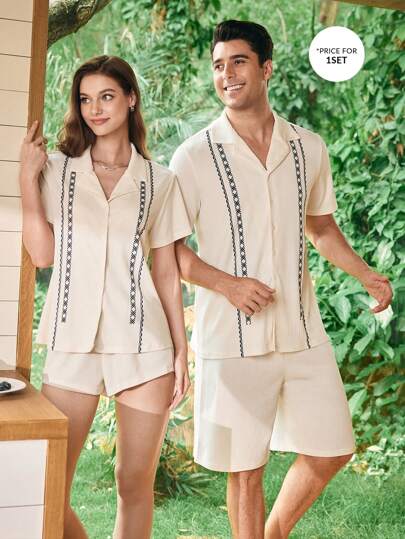 Serenescape Conjunto de pijama de mujer con pantalón corto y chaqueta tipo cardigan de manga corta con estampado de rayas