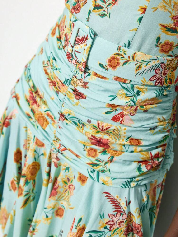 SHEIN Maija Women Off Shoulder Floral Print Mini Dress,Vacation Outfits