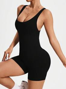 Slayform Bộ đồ liền thân thể thao yoga liền mạch/Kết cấu phun cát/Dây đeo chéo sau lưng/Lưng hở gợi cảm/Yoga thể dục - màu đen - Xem 7