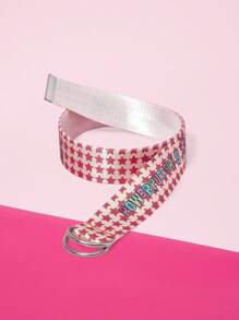 THE POWERPUFF GIRLS X SHEIN Cool Fashionable Stars & Blossom, Bubbles, Buttercup Pattern Belt - White - View 3