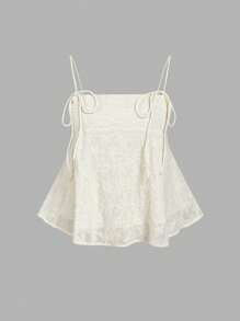 SHEIN MOD Plus Size Apricot Embroidered Bowknot Pullover Top, Plus Size. Women Summer Tops - Apricot - View 1