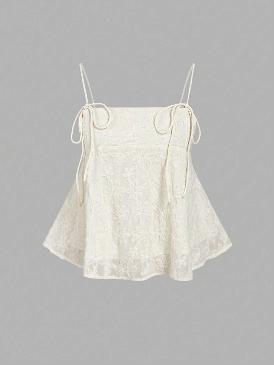 SHEIN MOD Plus Size Apricot Embroidered Bowknot Pullover Top, Plus Size. Women Summer Tops - Apricot - View 1