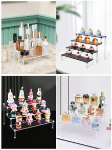 SHEIN Basic living Multi-Purpose Acrylic Display Shelf - Tiered Organizer For Blind Box Toys, Action Figures, Cosmetics, Perfumes & Collectibles (/Gundam Compatible) - Adjustable Layer Clear Storage Rack For Home/Store Showcase - Multicolor - View 2