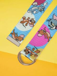 TOM & JERRY X SHEIN Fashionable Cute Cartoon & Letter Graphic Belt - Blue - View 4